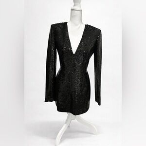 Philosophy di Lorenzo Sequin Mini Dress Black NWT IT 42 siz 6–8 holiday nye